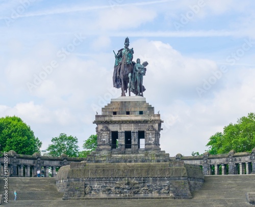 The German corner in Koblenz with equestrian statue