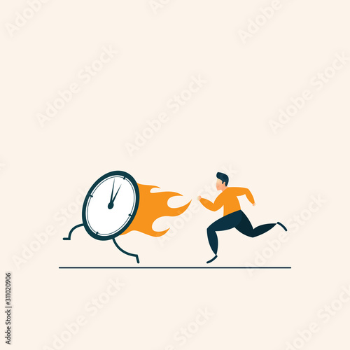people running concept clock flat vector illustration of deadline