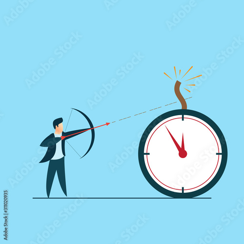 people archery bomb time flat vector illustration of deadline