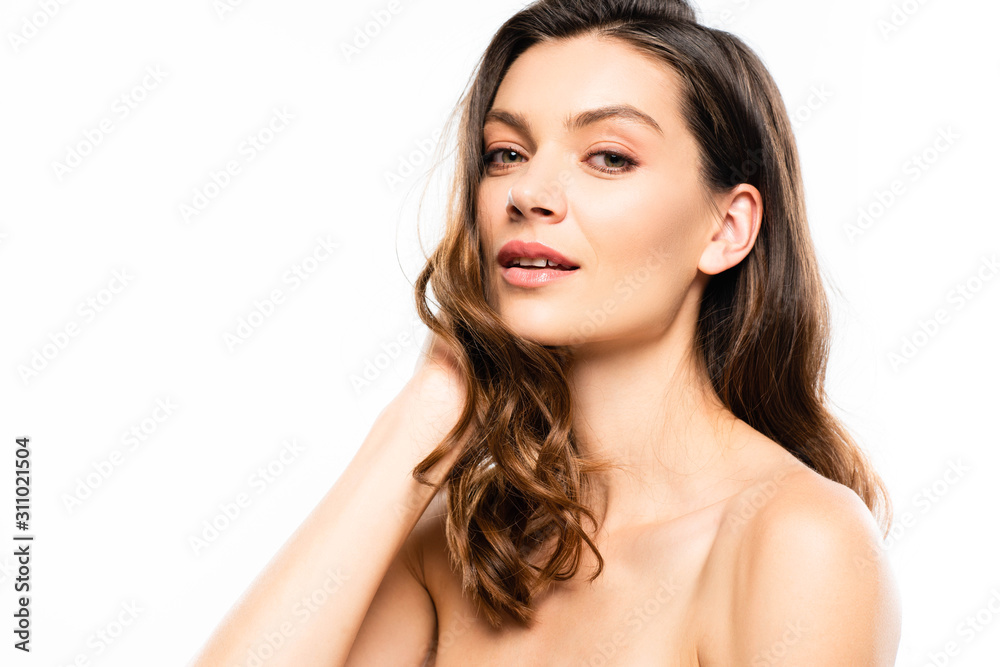 attractive sensual woman with perfect skin, isolated on white attractive sensual woman with perfect skin, isolated on white