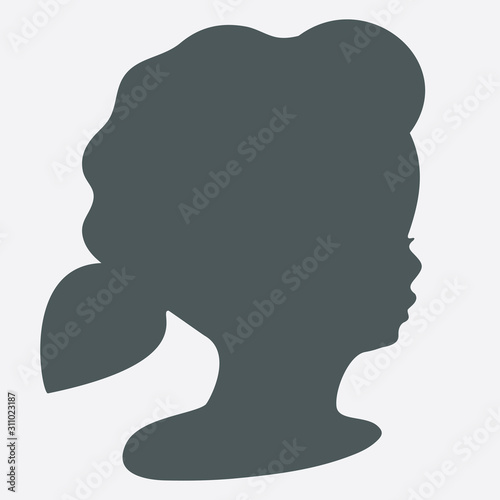 Black silhouette of baby profile, vector shape, hair