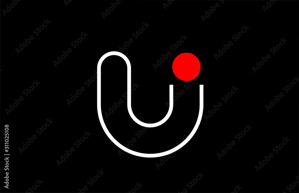 letter u logo line black background alphabet design icon for business with red dot letter u logo line black background alphabet design icon for business with red dot