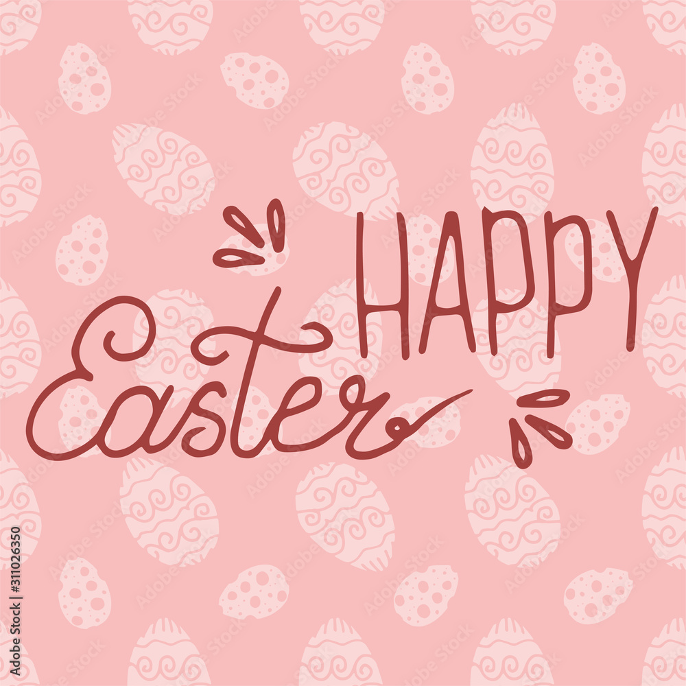 Hand lettering Happy Easter text as Pascha logotype.
