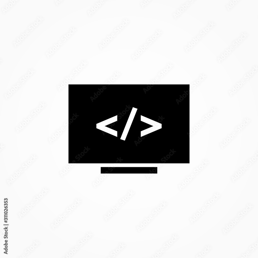 Programming on monitor icon design Programming on monitor icon design