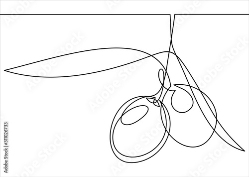 Line icon olives -Continuous one line drawing