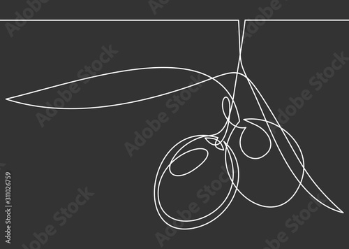 Line icon olives -Continuous one line drawing