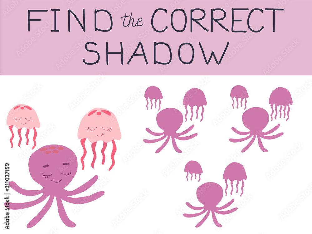 Vector illustration of shadow matching game