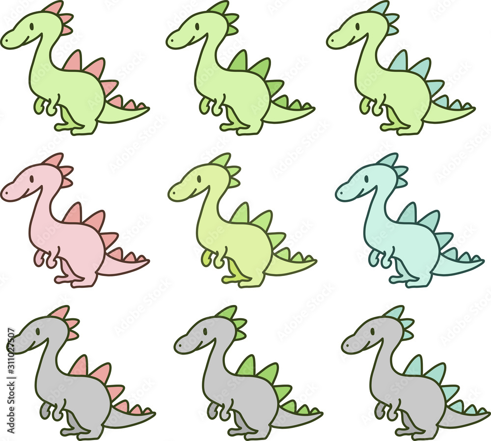 かわいい恐竜のイラストセット かわいい恐竜のイラストセット