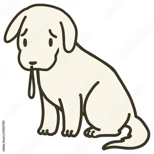 座っている犬のイラスト_風邪
