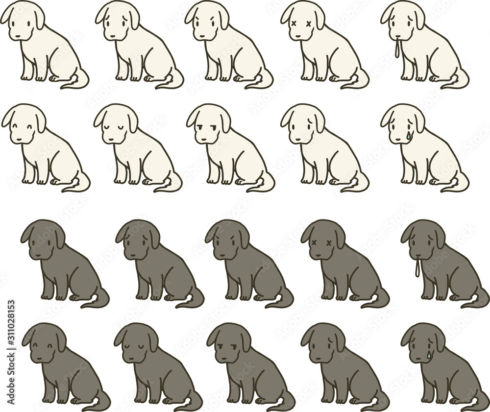 座っている犬のイラストセット Stock ベクター Adobe Stock