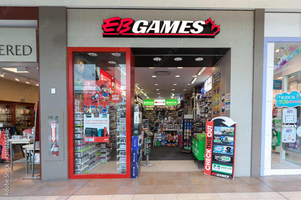 Toronto, Canada - February 7, 2018: EB Games store front in the Fairview  Mall in Toronto. EB Games is an American computer and video games retailer.  Stock Photo | Adobe Stock