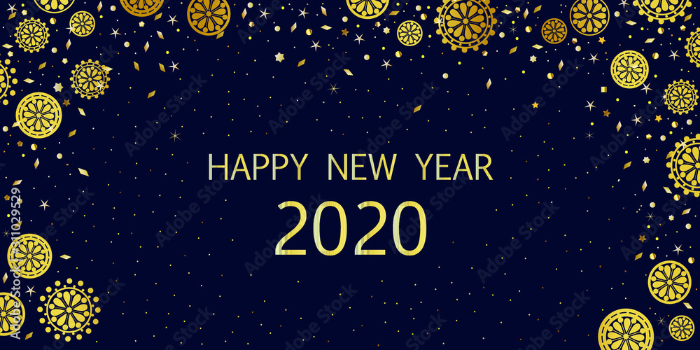 Fototapeta premium happy new year 2020 with golden elements