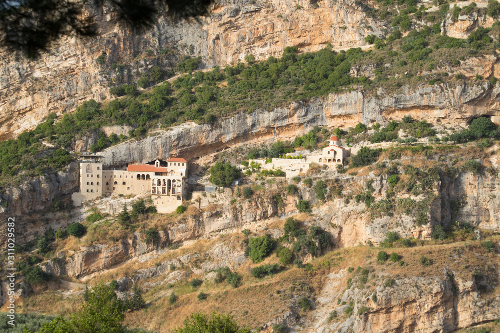 Monasteries along the valley of Qadisha. Valley of Qadisha, Lebanon - June, 2019