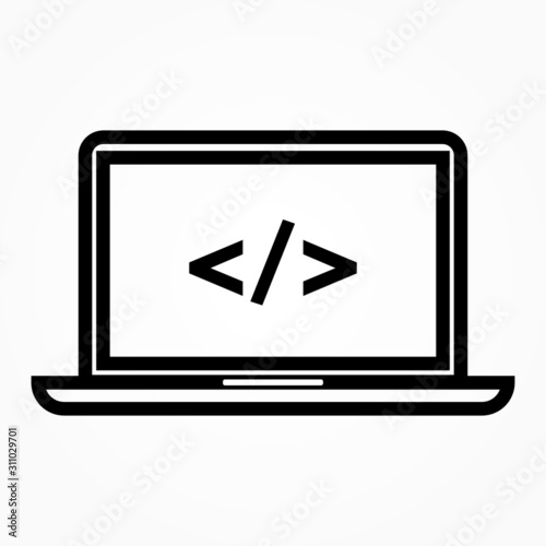 Programming on monitor sign icon vector illustration