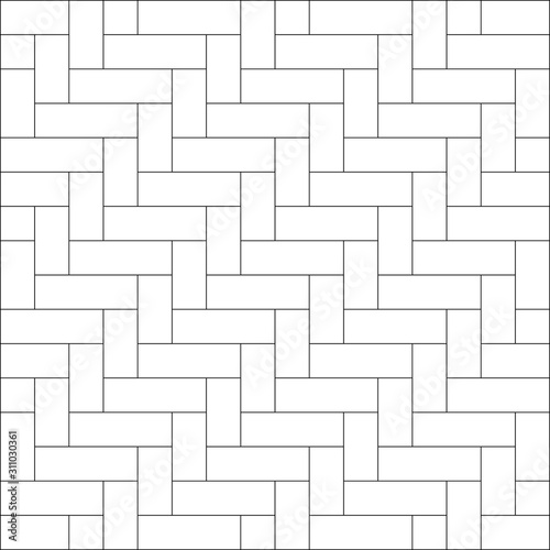 White brick herringbone tiles wall pattern background. Zigzag chevron pattern background. Weave pattern background vector.
