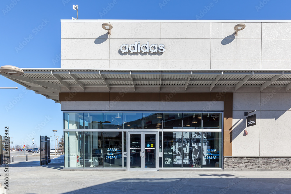Niagara On the Lake, Canada- March 4, 2018: Adidas storefront in Outlet  Collection at Niagara. Adidas is a multinational corporation in Germany  designs and manufactures shoes, clothing and accessories Stock Photo |  Adobe Stock