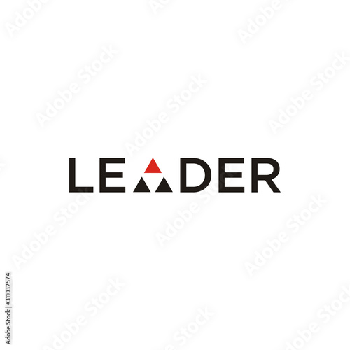 Leader Leadership typography Wordmark logo design with triangles