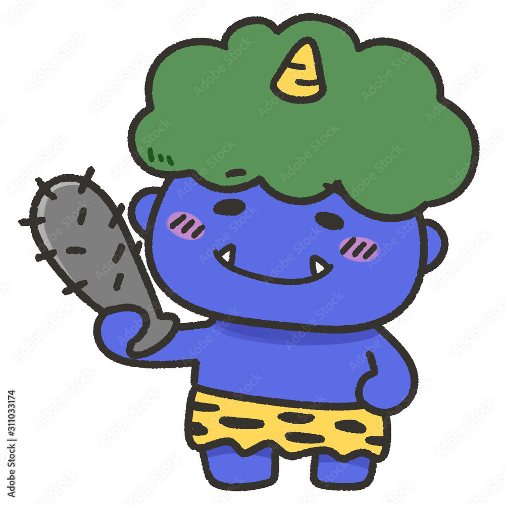 Obraz premium シンプルでかわいい青鬼