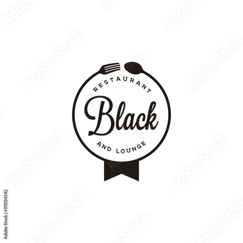 Vintage Retro Spoon Fork Knife for Restaurant Bar Bistro Label Logo design vector