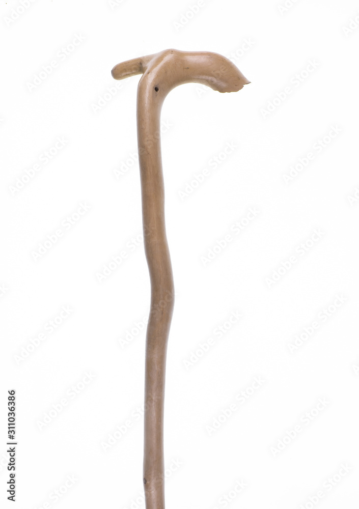 wooden crutch for walking isolated on a white background wooden crutch for walking isolated on a white background