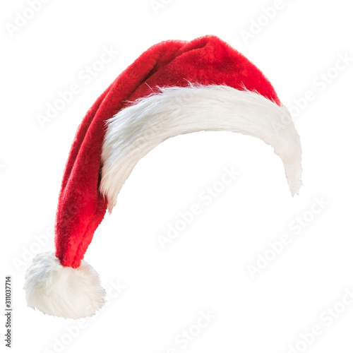 Santa Claus helper red hat Christmas costume isolated on white background with clipping path for Xmas and New Year holiday seasonal festive celebration design decoration.
