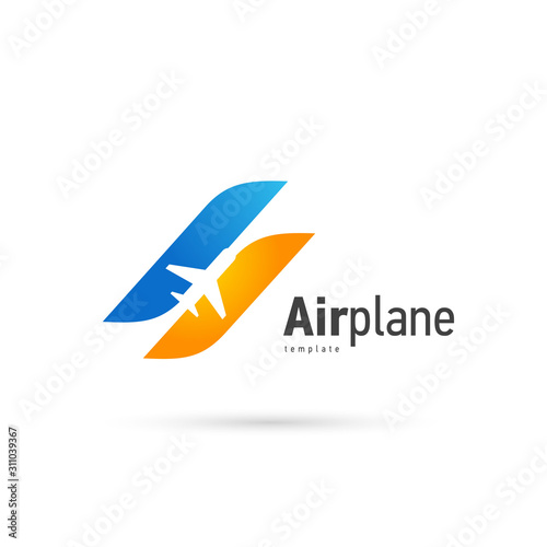 Airplane logo blue flight up stripes