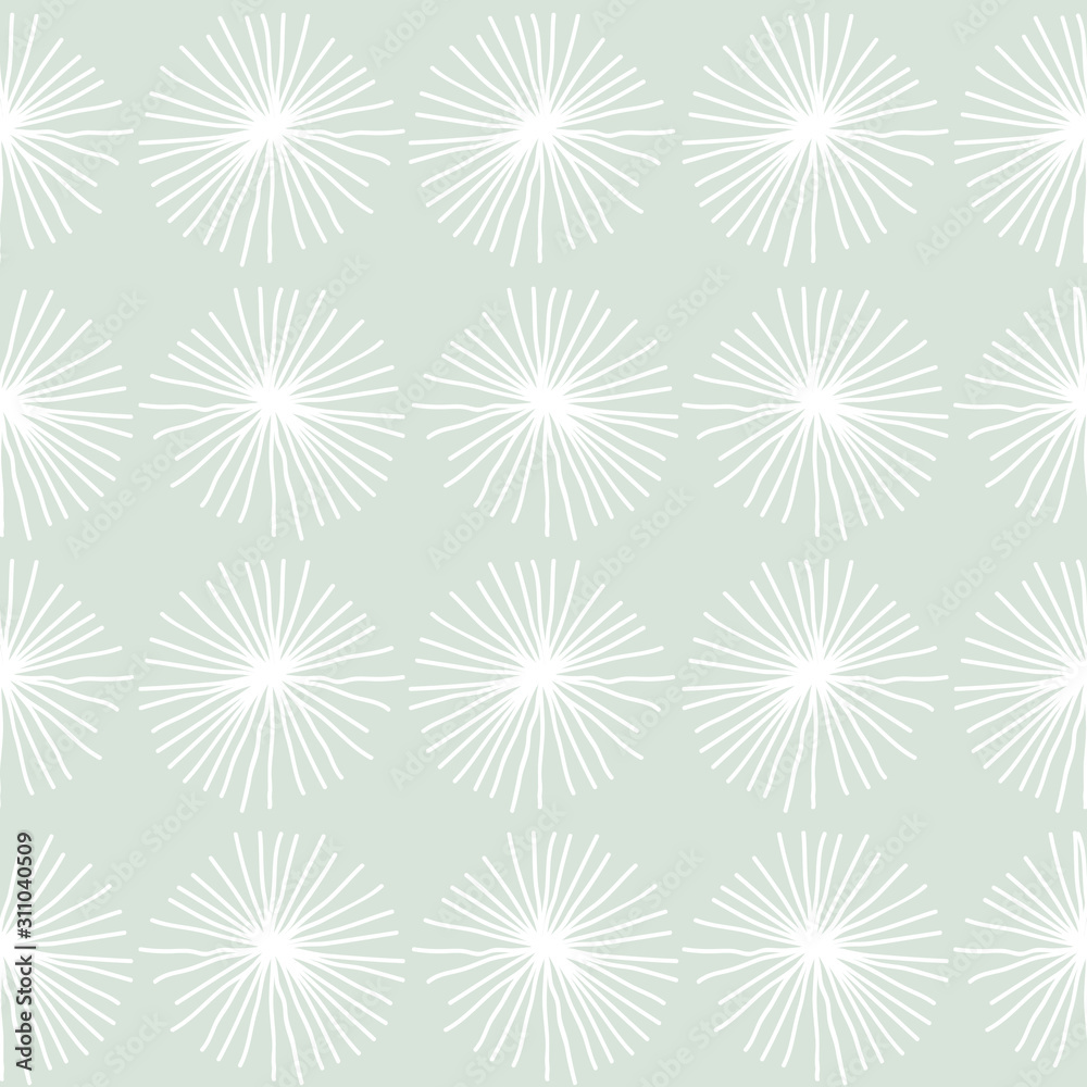 Green vector pattern with white abstract flowers Green vector pattern with white abstract flowers