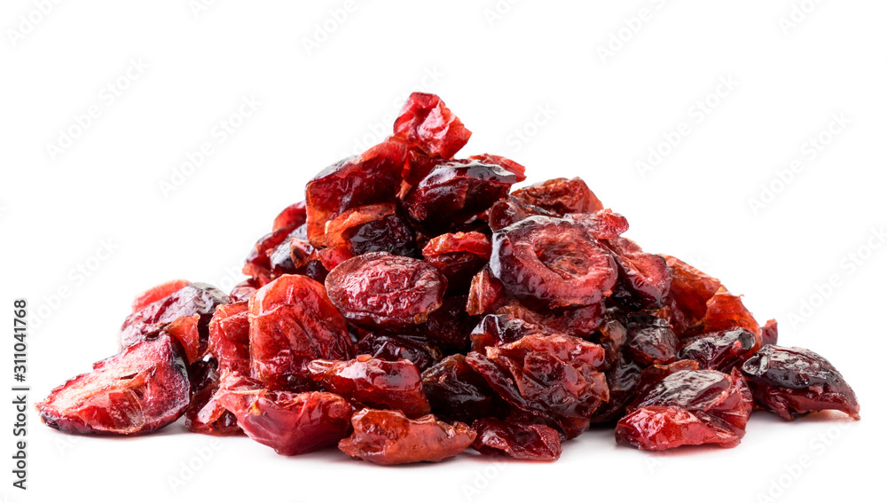 Pile of dried cranberries on a white background. Isolated Pile of dried cranberries on a white background. Isolated