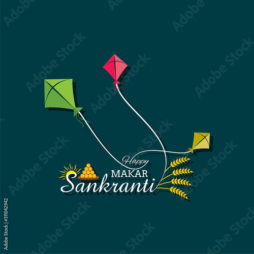 Illustration of greeting for Makar Sankranti Festival