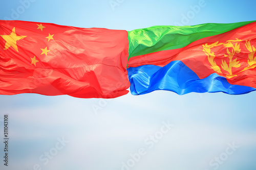 Photography Flags of China and Eritrea