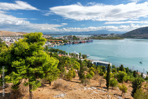 Fototapeta Naklejka Na Ścianę i Meble -  View of the Strait of Eurypia and the island of Euboea from Karabab Castle