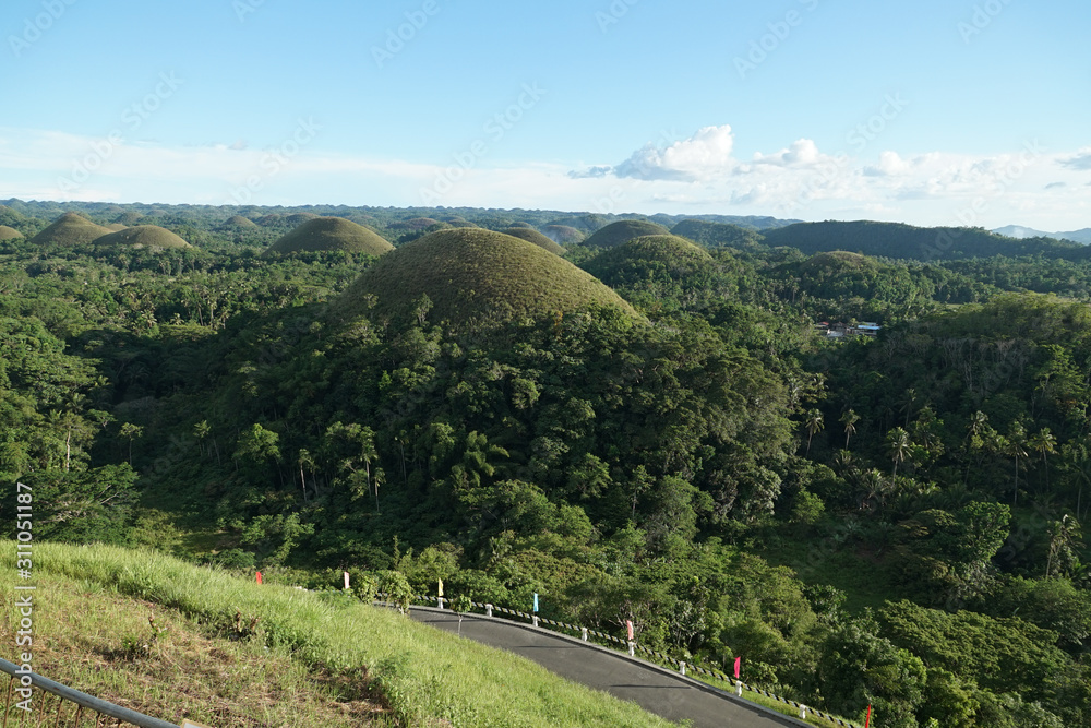 Chocolate Hills on Bohol Island. Country Philippines. A very beautiful place, a tourist attraction with hills. Beautiful landscape