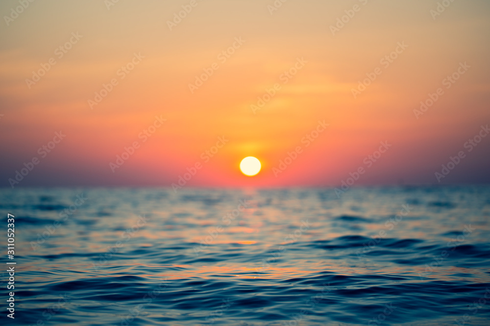 Landscape sea during sunset.Abstract style, pastel tones Outdoor ocean background