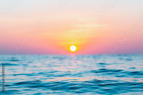 Landscape sea during sunset.Abstract style, pastel tones Outdoor ocean background
