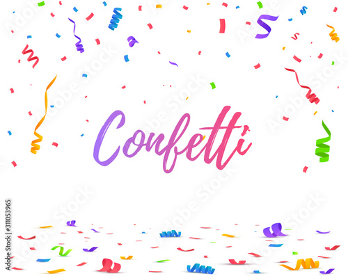 Color Confetti Isolated On White Background. Celebrate Vector Illustration