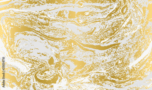 Green and gold ripple of agate background. Golden powder marble