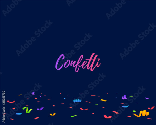 Color Confetti Isolated On Blue Background. Celebrate Vector Illustration