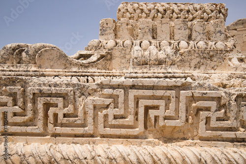 The ruins of the Roman city of Heliopolis or Baalbek in the Beqaa Valley. Baalbek, Lebanon - June, 2019 photo