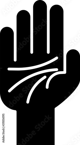Black Palmistry of the hand icon isolated on white background.  Vector Illustration