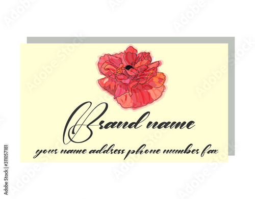 Business card for a beauty salon with watercolor poppies  stylish business design
