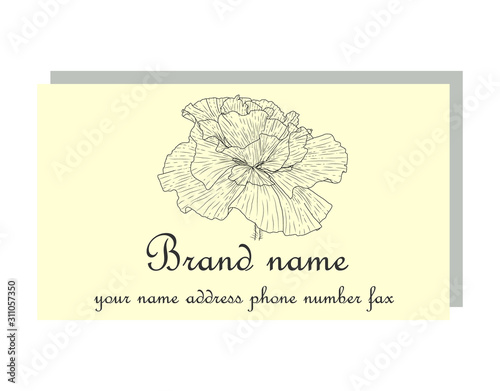 Business Luxury card. Modern Abstract design with poppy flowers decor. Place for texts