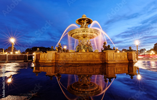 The fountain at the Place de la Concorde at night,Paris. photo