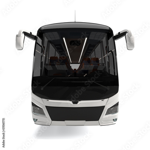 White big tour bus front view