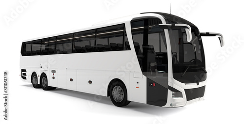 Canvastavla White big tour bus front right angle view
