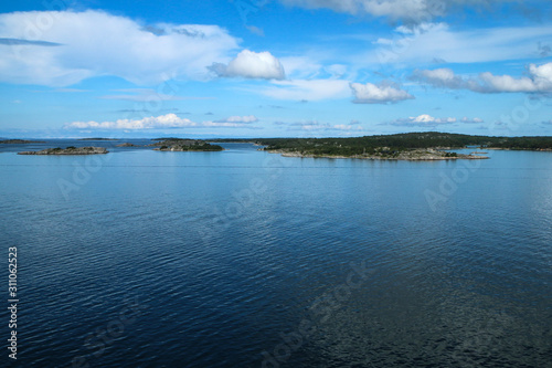 The Picture from a ferry between Sweden and Finland. The small Swedish islands are visible from the boat.  