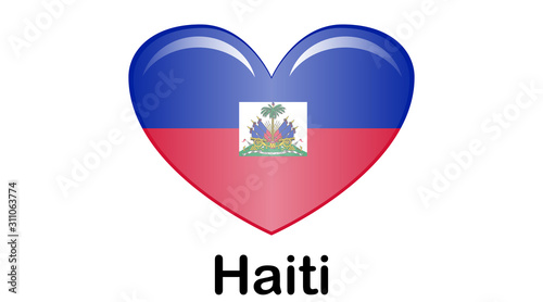 Leinwand Poster Flag of Republic of Haiti and formerly called Hayti is a country located on the island of Hispaniola, east of Cuba in the Greater Antilles archipelago of the Caribbean Sea