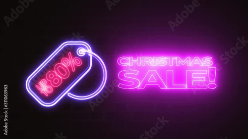 Christmas special offer discount neon sign banner background