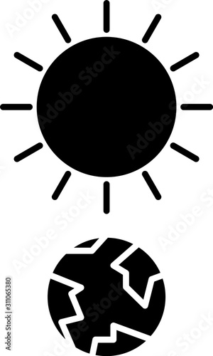 Black Solstice icon isolated on white background.  Vector Illustration