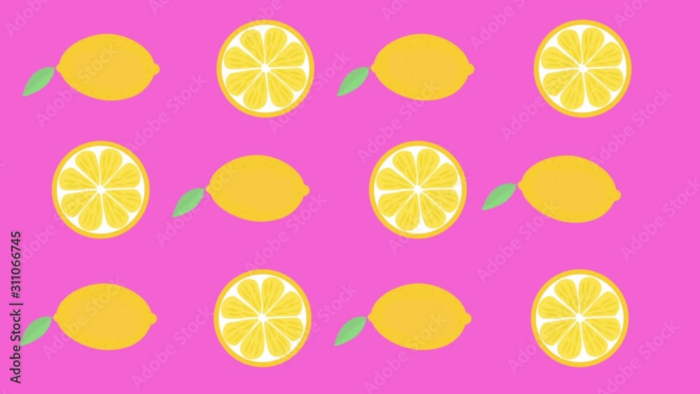 Bright cartoon animation of rotating lemons. Animation of appearing lemons. Lemons background. Minimal motion animation. Bright cartoon animation of rotating lemons. Animation of appearing lemons. Lemons background. Minimal motion animation.