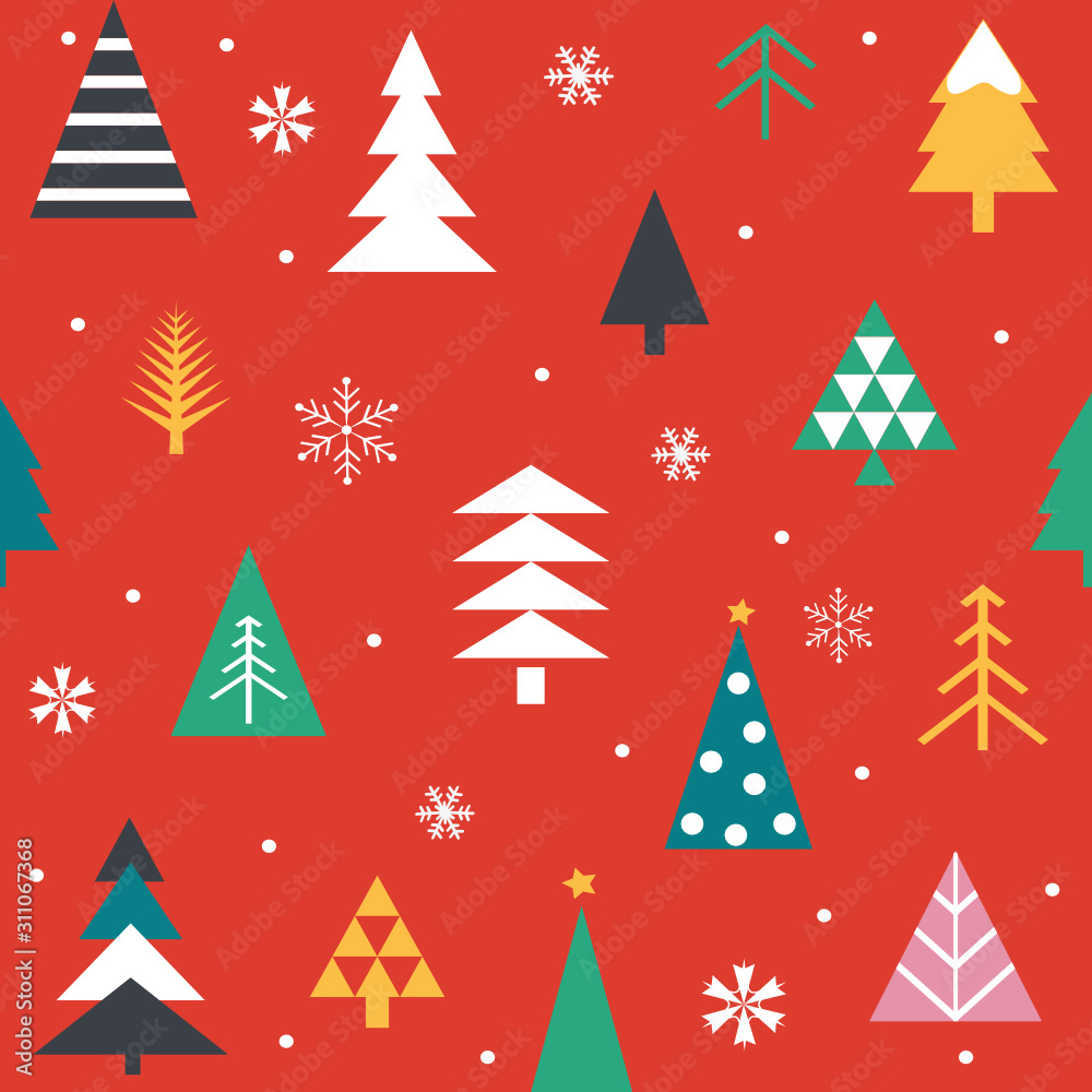 Seamless pattern with Christmas trees in colorful on white background. Seamless pattern with Christmas trees in colorful on white background.